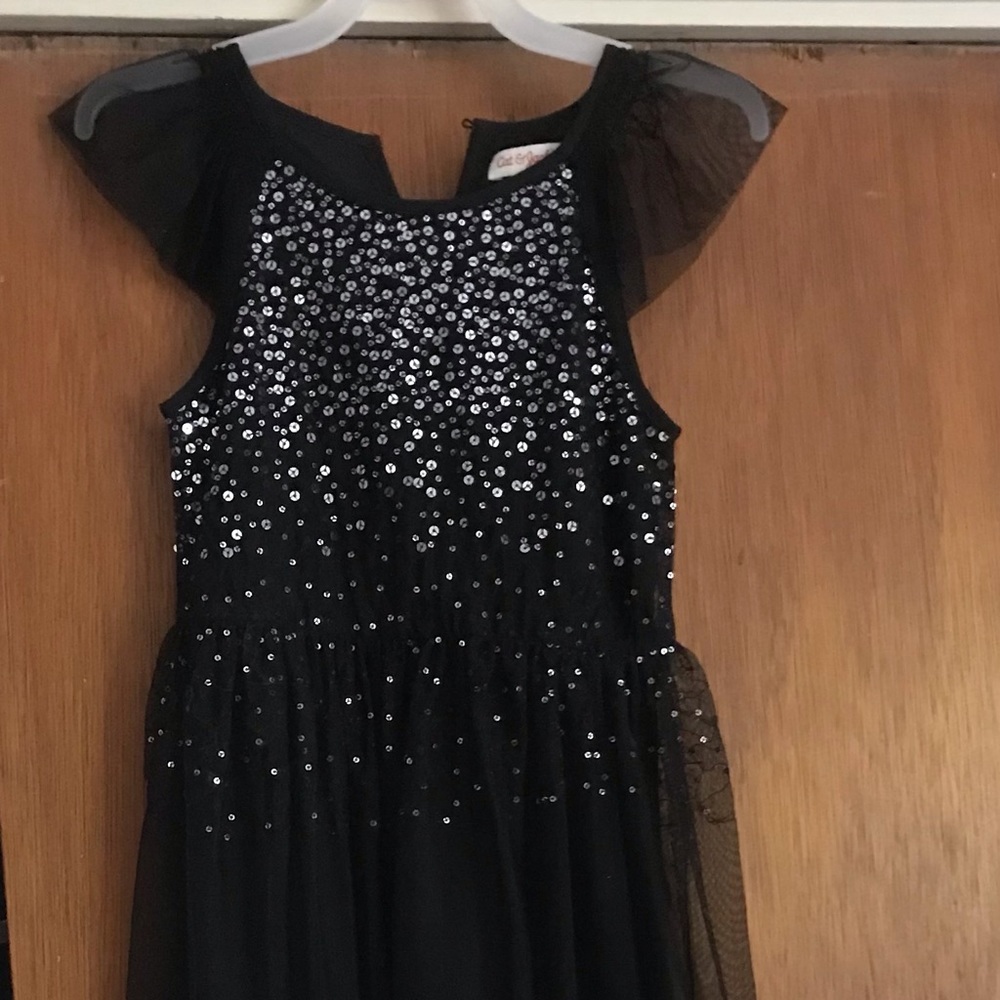 Black sequin & tulle formal dress
